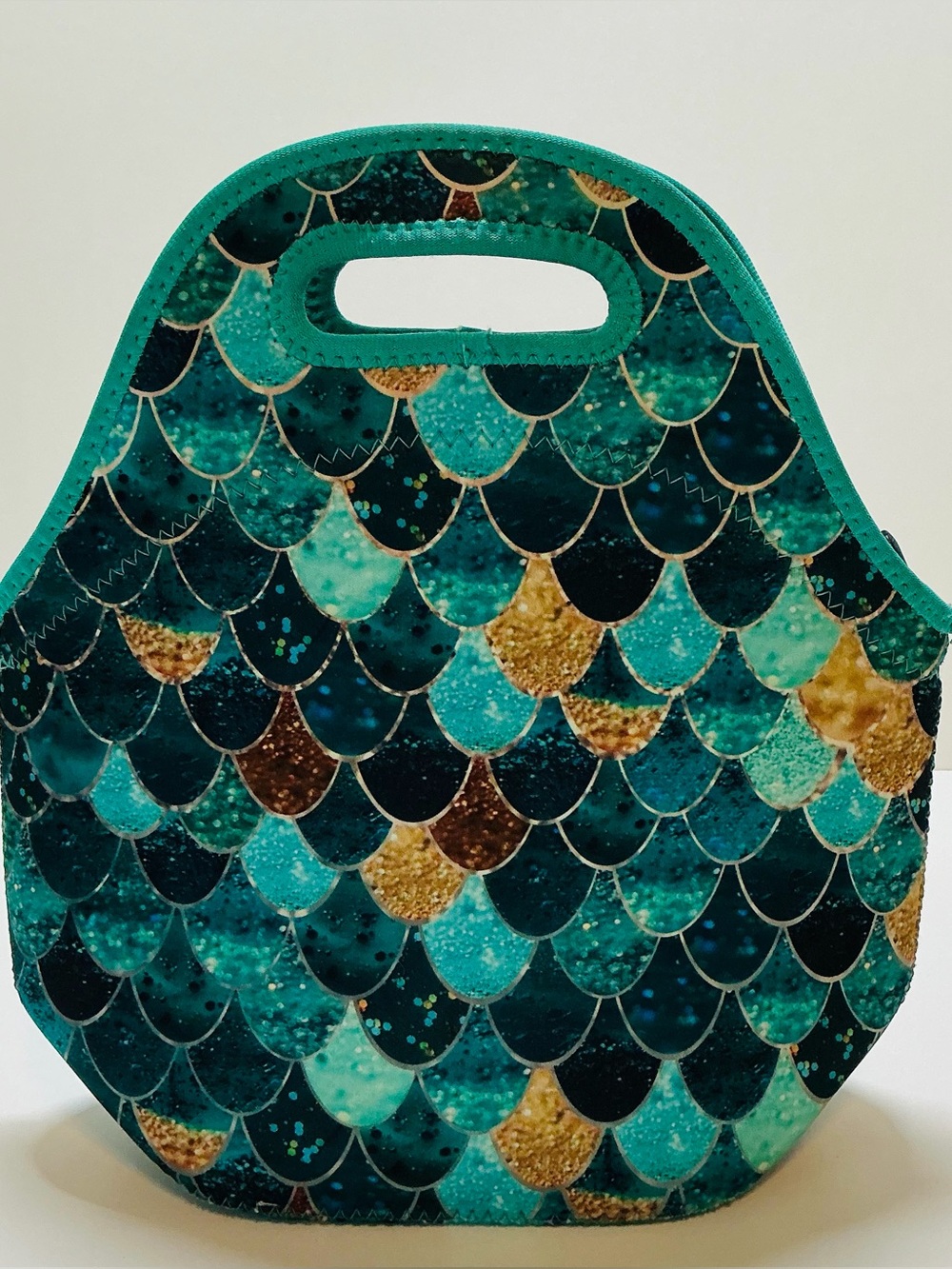 Teal Mermaid Scale Neoprene Lunch Tote